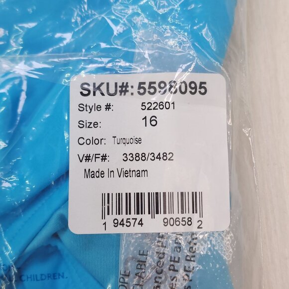 Lands End High Waisted Bikini Swim Bottoms Size 16 Turquoise Chlorine Resistant - Picture 4 of 10